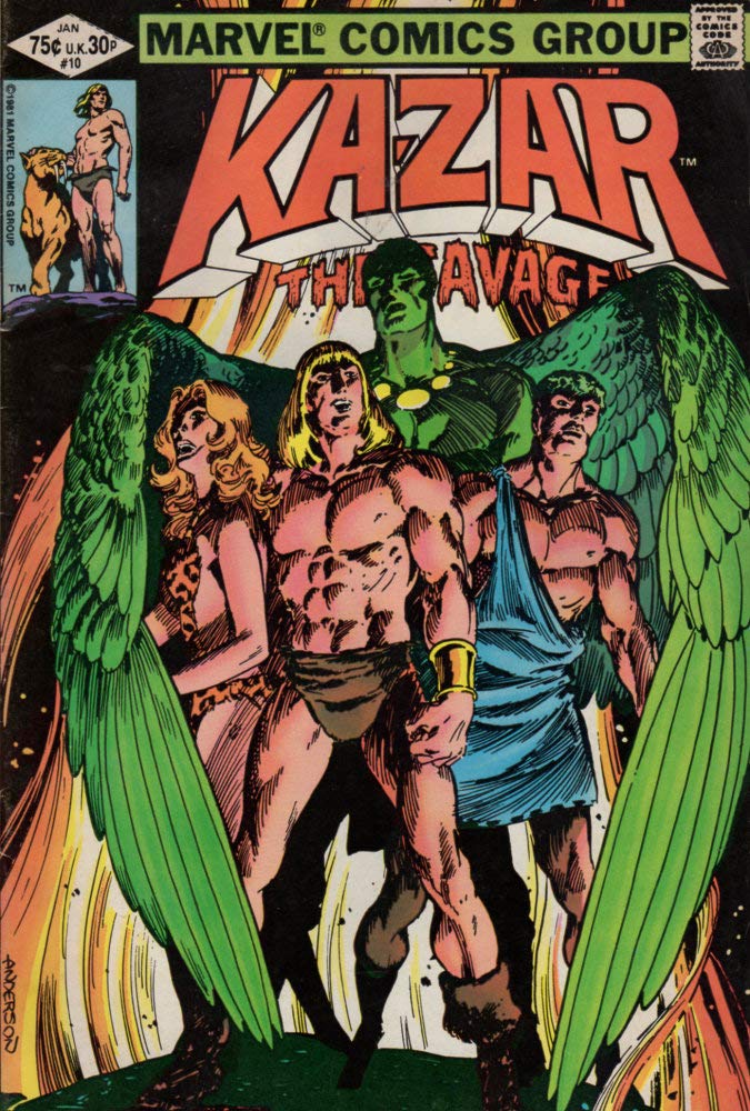 Front cover of Ka-Zar the Savage #10 — Abandon Hope All Ye Who Enter Here, published by Marvel Comics, 1982, mint condition ungraded collectible comic book
