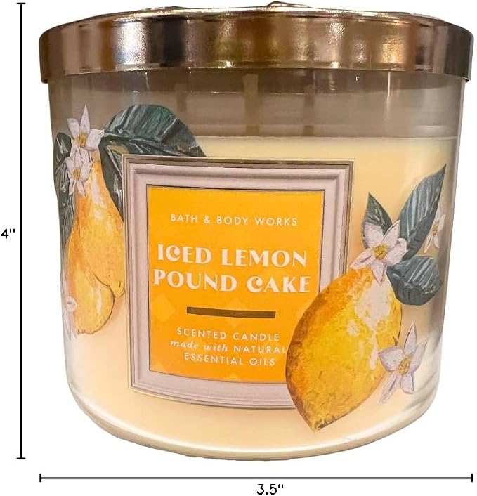 ICED LEMON POUND CAKE Bath & Body Works 3 Wick Candle alternate view 4