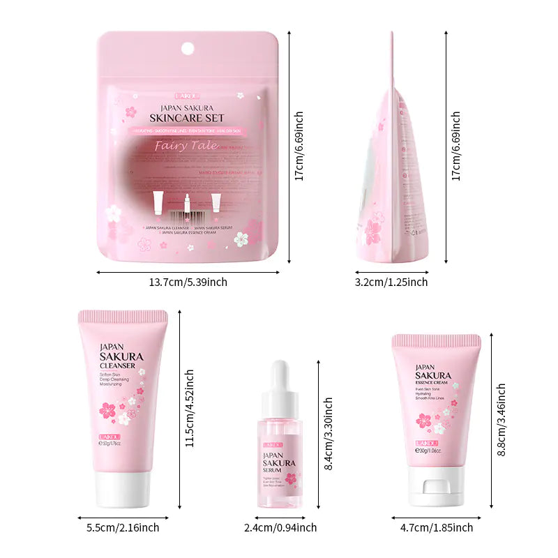 Pink sakura skincare gift set for hydration and glow