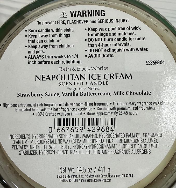 NEAPOLITAN ICE CREAM Bath & Body Works 3 Wick Candle alternate view 2