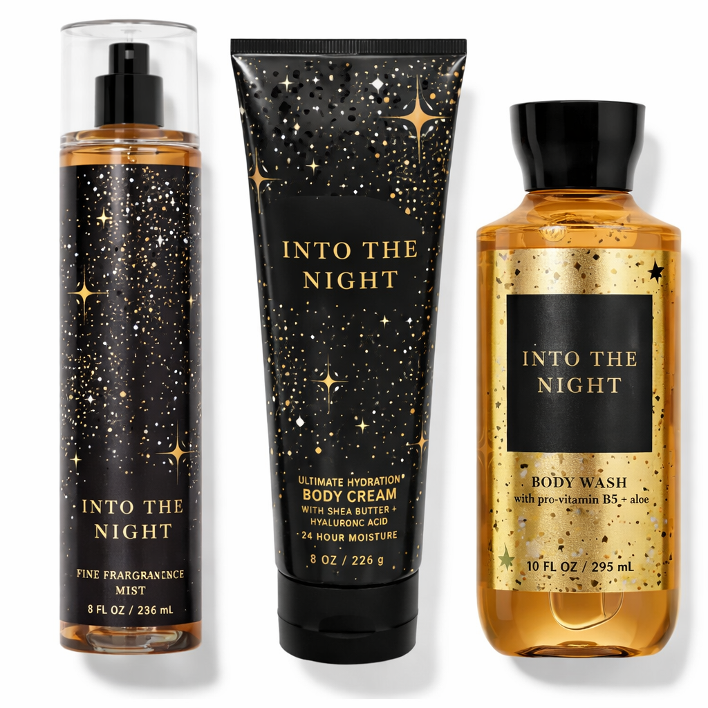 INTO THE NIGHT- 3 Steps Daily Body Care Set (Mist + Body Cream + Body Wash)