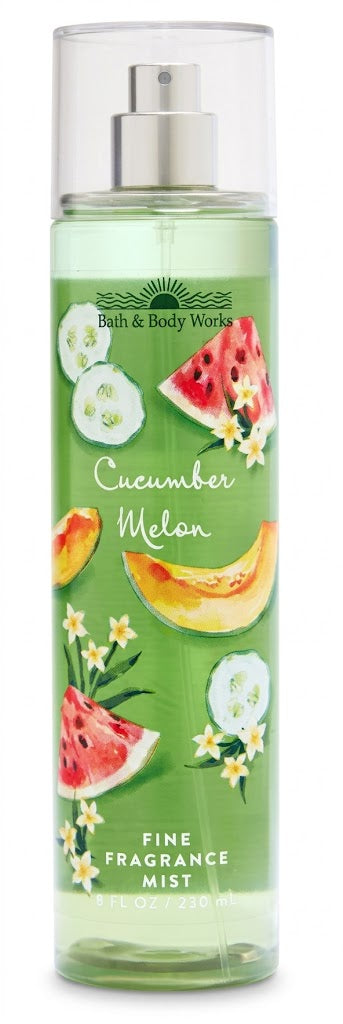 Bath & Body Works CUCUMBER MELON Fine Fragrance Mist 8 oz single bottle featuring refreshing cucumber, juicy melon and fruity fragrance notes on a pure white background