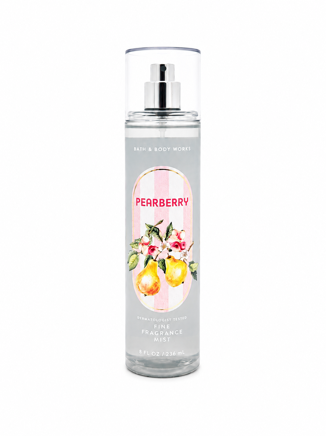 Bath & Body Works PEARBERRY Fine Fragrance Mist 8 oz single bottle featuring sweet pear, wild berries and floral fragrance notes on a pure white background