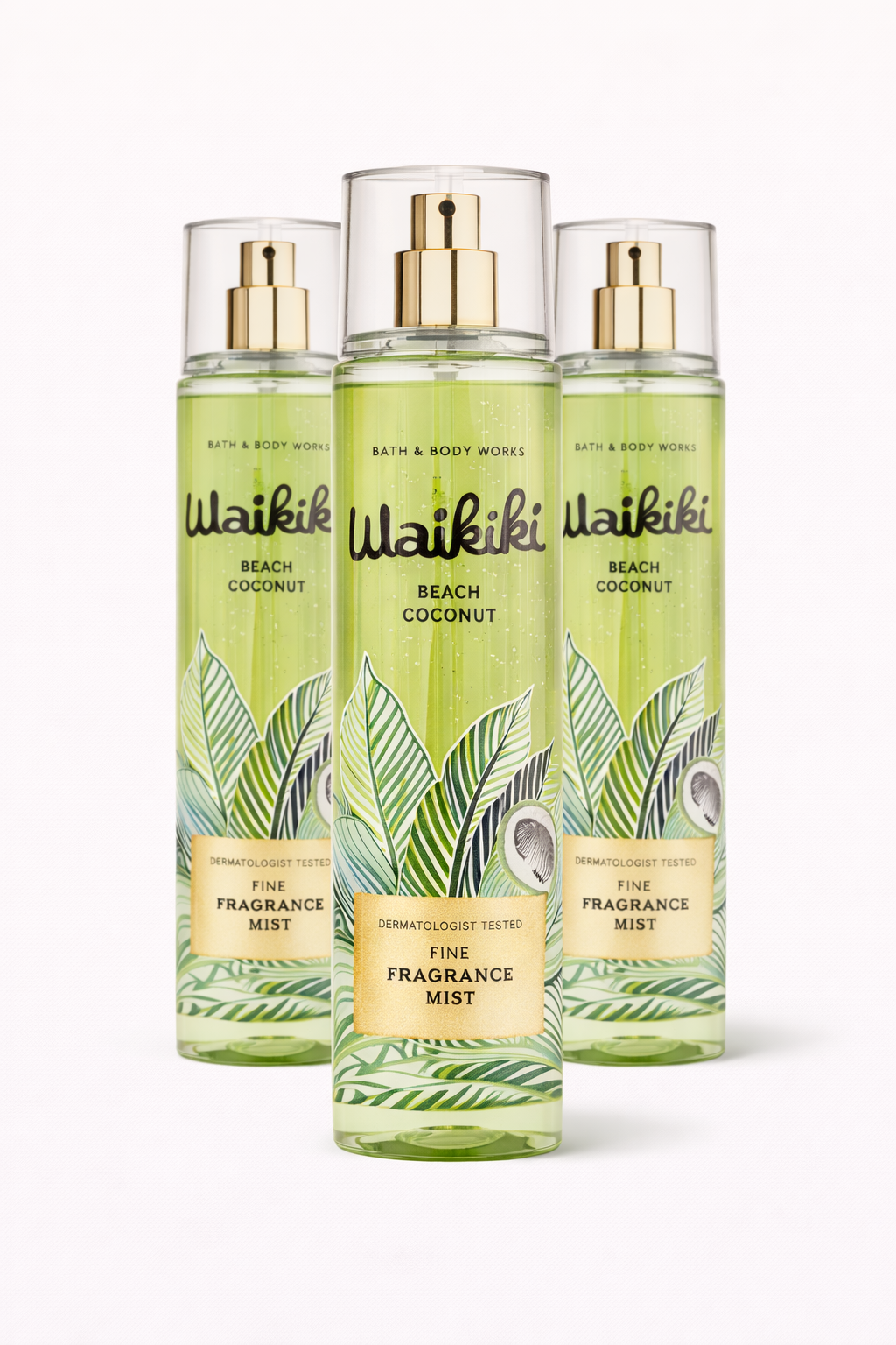 Bath & Body Works Waikiki Beach Coconut fine fragrance mist 3 pack bundle tropical coconut body spray women fresh summer scent body mist My Wrinkles Gone