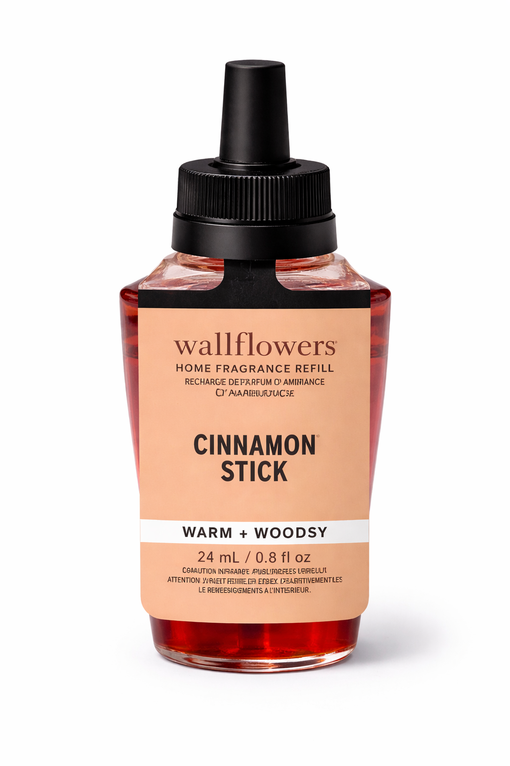 Bath & Body Works Wallflowers Cinnamon Stick refill 24ml warm woody single bottle white background MWG