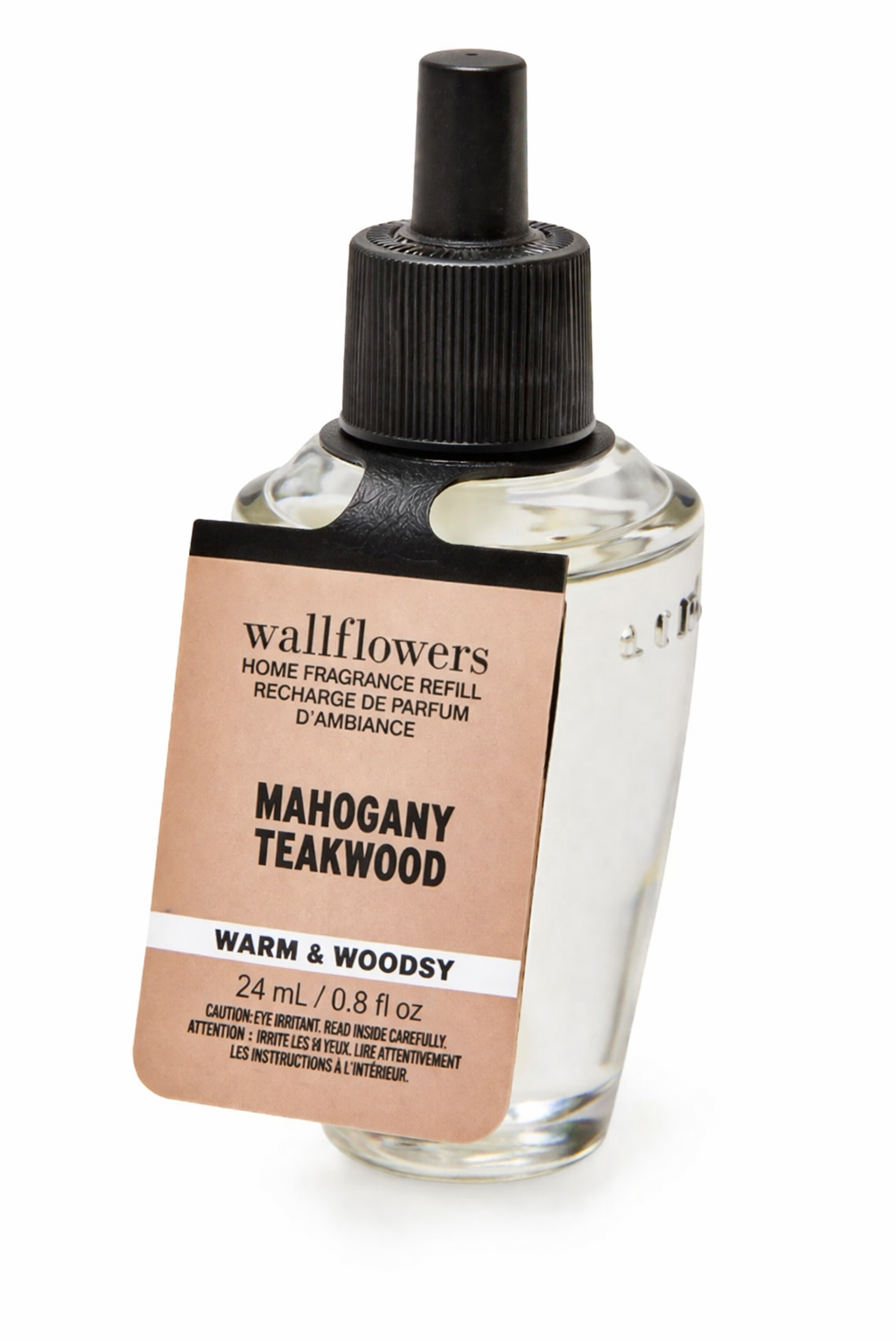 Bath & Body Works Wallflowers Mahogany Teakwood refill 24ml home fragrance plug-in oil warm woodsy scent single bottle