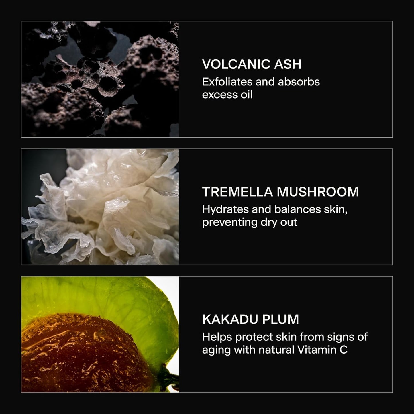 Caldera + Lab The Deep ingredient image showcasing volcanic ash used to exfoliate cleanse and refresh skin.