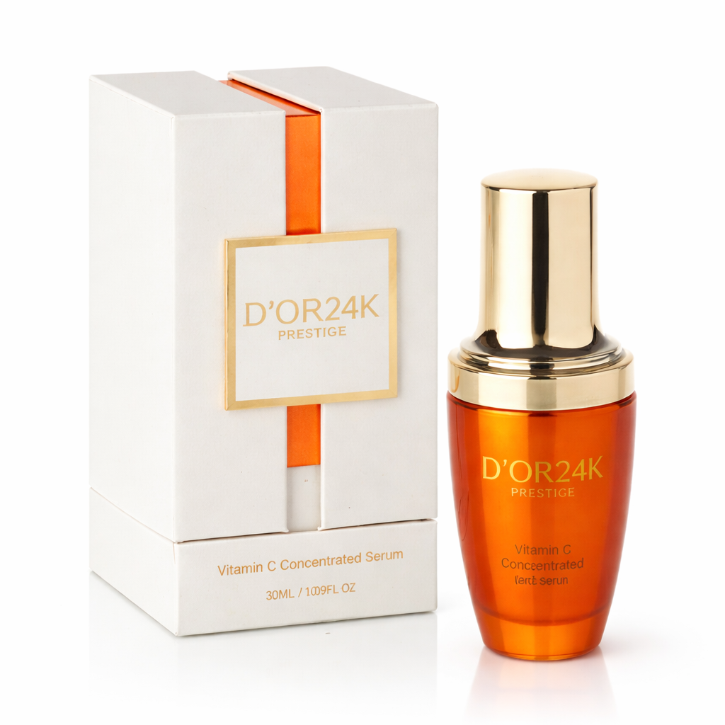 DOR24K Vitamin C Concentrated Serum premium skincare product formulated to enhance skin brightness, texture and healthy glow.