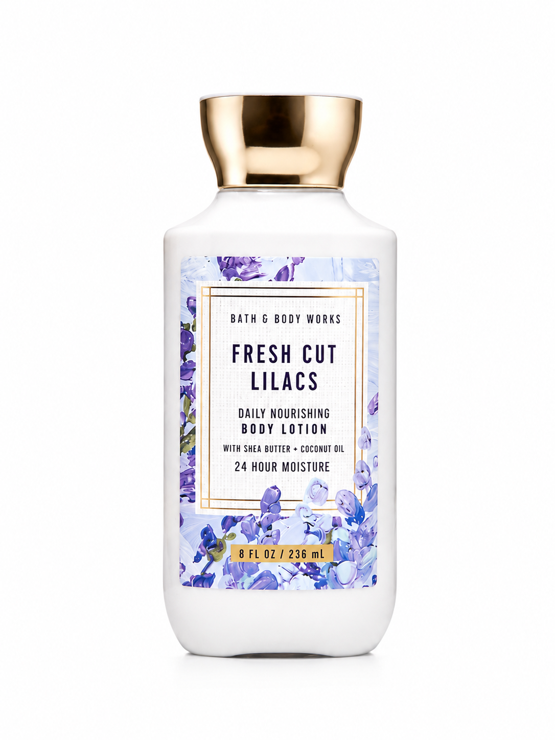 FRESH CUT LILACS Bath & Body Works daily nourishing body lotion 8 fl oz with floral lilac packaging on white background