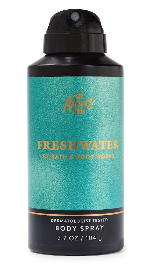 FRESHWATER Bath & Body Works Body Spray 3.7 oz men fragrance deodorant long lasting scent white background