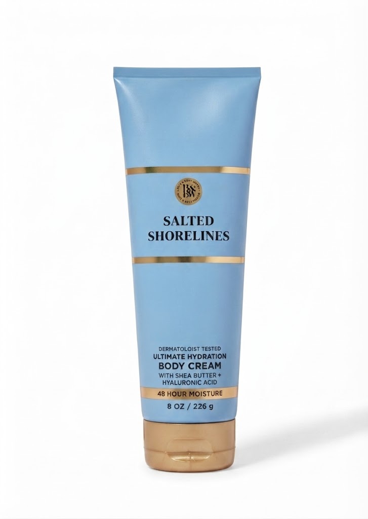 SALTED SHORELINES Bath & Body Works Ultimate Hydration Body Cream, 8 oz tube with shea butter and hyaluronic acid