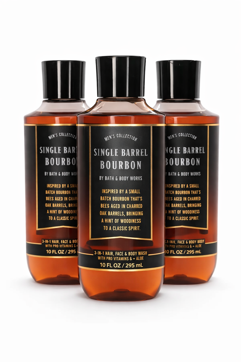 Body Wash Pack of 3 – SINGLE BARREL BOURBON 10 FL OZ / 295 ML | SHOWER GEL – Gentle Daily Cleanser – 10 fl oz Each