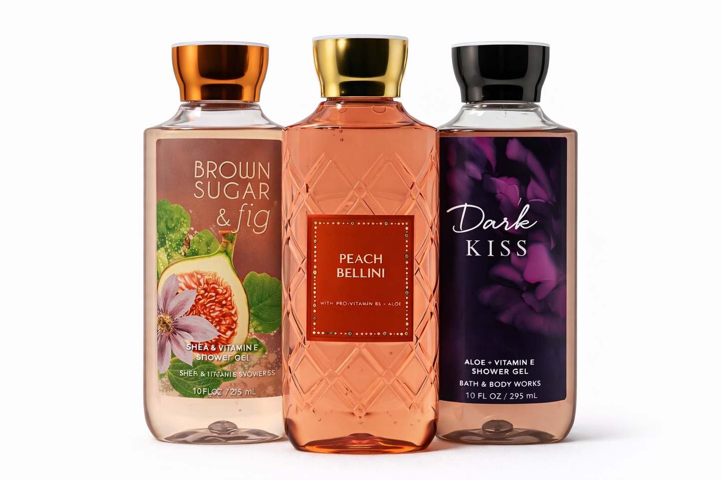 Body Wash Pack of 3 – TRIO: BROWN SUGAR AND FIG / DARK KISS / OF 3 – Gentle Daily Cleanser – 10 fl oz Each