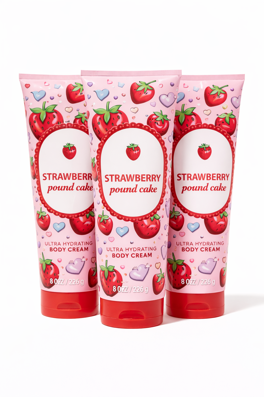 Strawberry Pound Cake Body Cream 8 Oz / 226 G (Pack Of 3) | Ultra Moisturizing