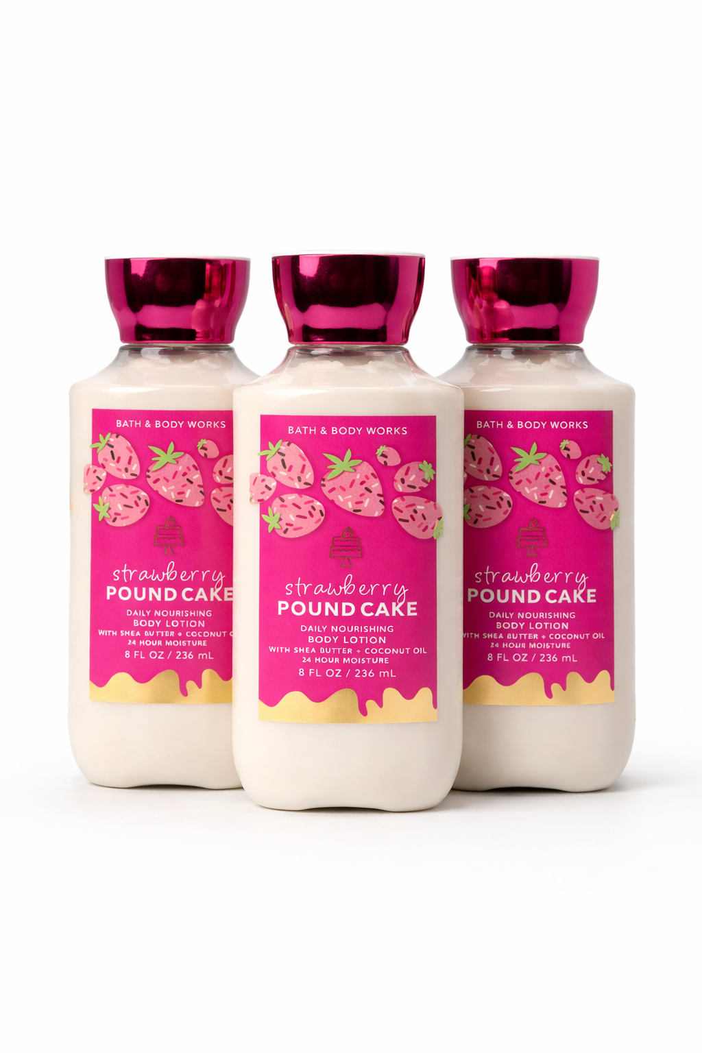 STRAWBERRY POUND CAKE BODY LOTION 8 OZ 236 ML PACK OF 4 Bath & Body Works Body Lotion 3-Pack – 8 oz Each | My Wrinkles Gone