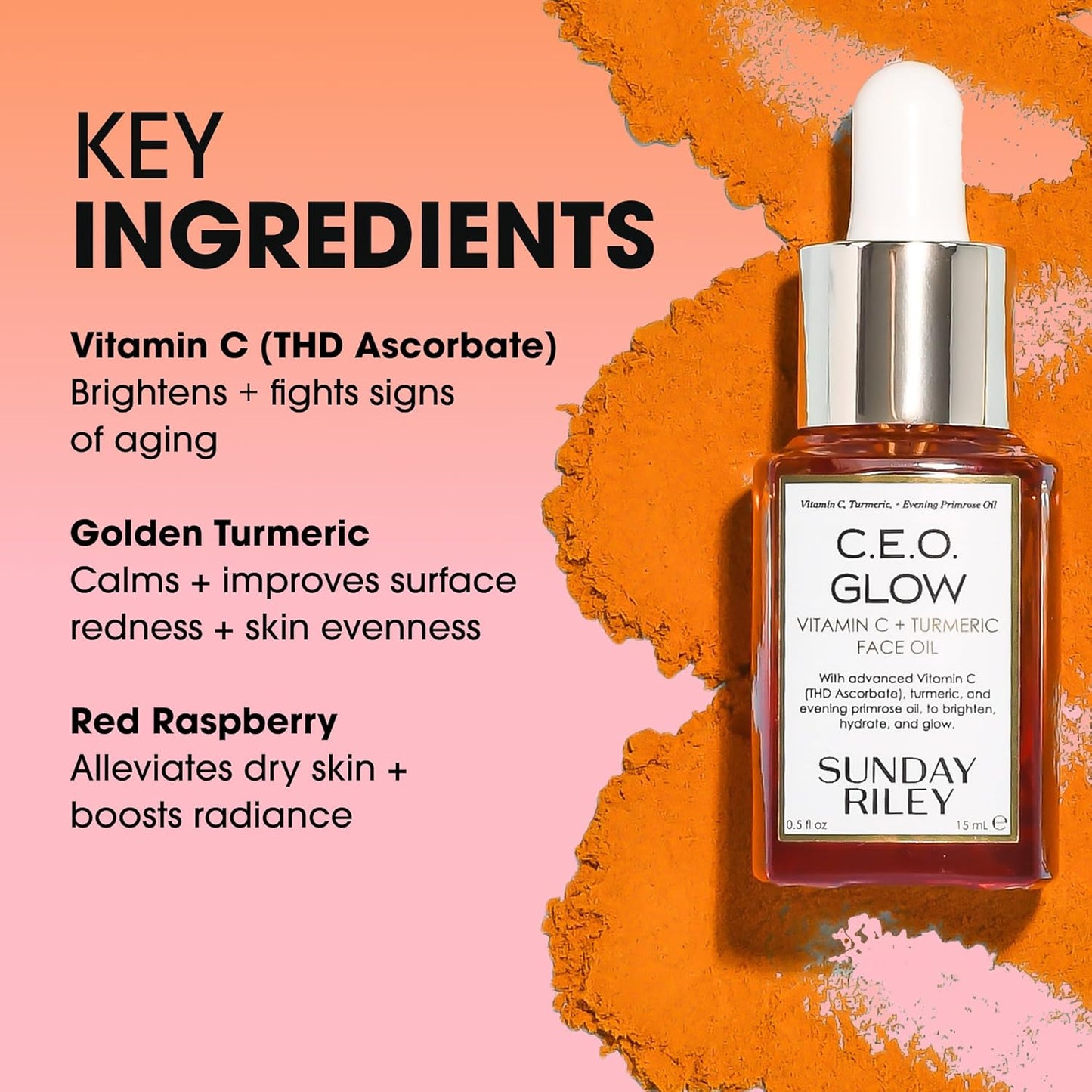 Sunday Riley Vitamin C Turmeric Face Oil Brightening Anti Aging Facial Oil for Glowing Healthy Skin My Wrinkles Gone