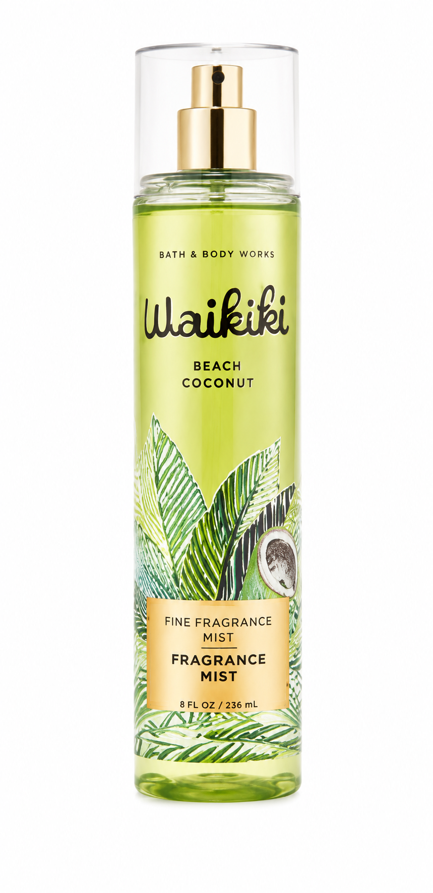 WAIKIKI BEACH COCONUT Bath & Body Works Fine Fragrance Mist, 8 oz tropical coconut body spray bottle