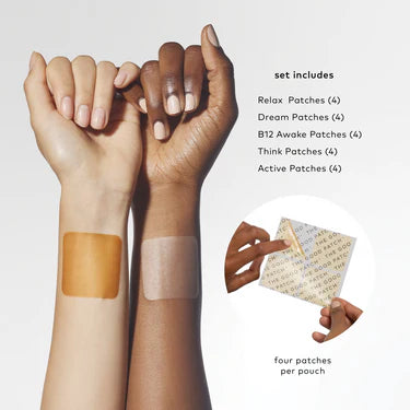 Focus and energy wellness patches applied on skin for stress relief and productivity support The Good Patch wearable patches My Wrinkles Gone