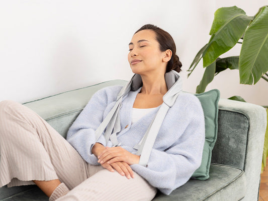 woman relaxing with neck support wellness lifestyle