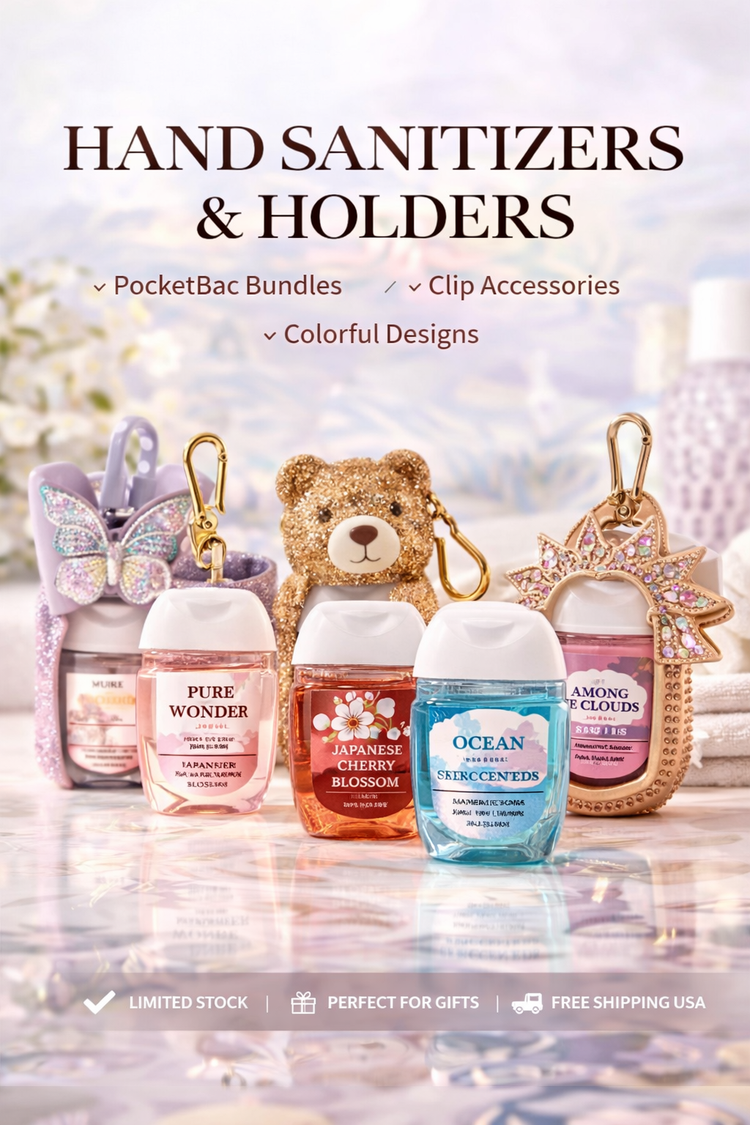 hand sanitizers pocketbac bundle with cute holders colorful bath body works travel size clip accessories gift set aesthetic collection My Wrinkles Gone
