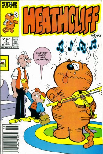 Front cover of Heathcliff #9, published by Marvel Comics, 1986, mint condition ungraded collectible comic book