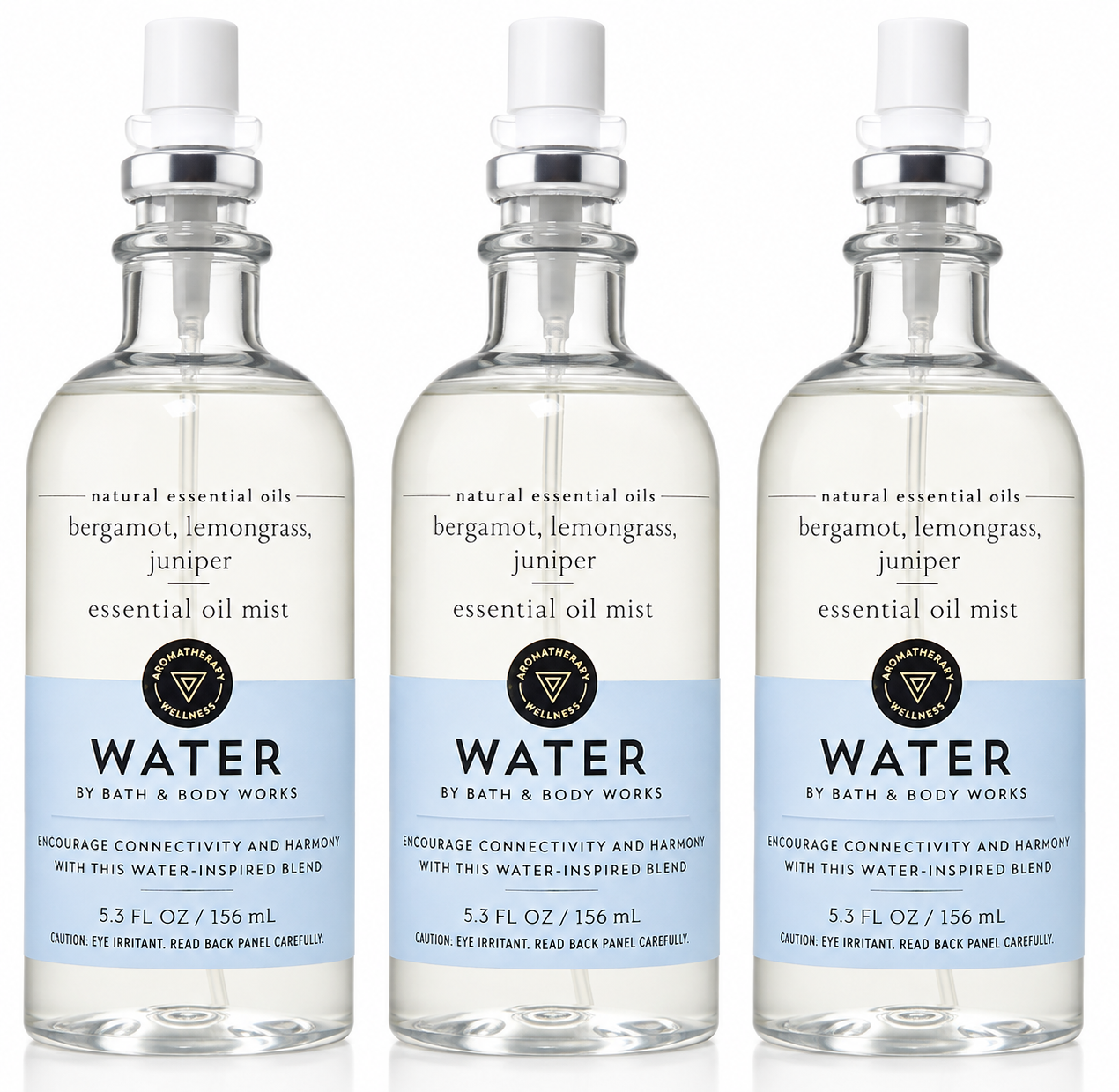 ELEMENTS WATER Bath & Body Works Bergamot + Lemongrass + Juniper Essential Oil Mist 3-Pack 