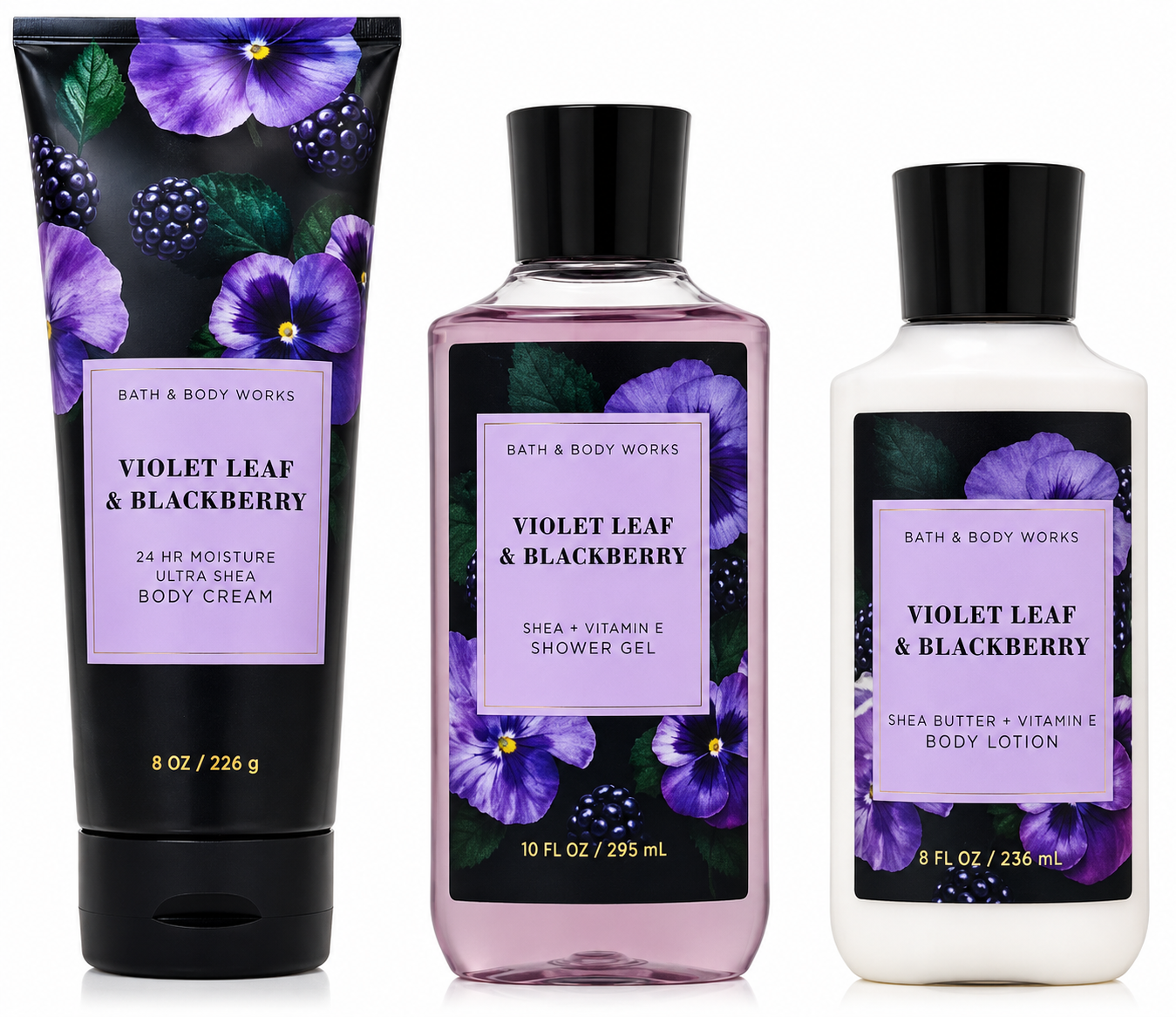 VIOLET LEAF & BLACKBERRY Bath & Body Works Body Care Set