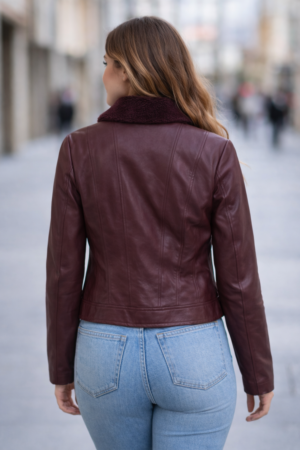 New York & Company Burgundy Faux Leather Moto Jacket Women’s Small Like New | My Wrinkles Gone