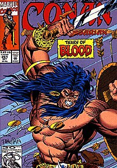 Front cover of Conan the Barbarian #261, published by Marvel Comics, mint condition ungraded collectible comic book, published in 1992.