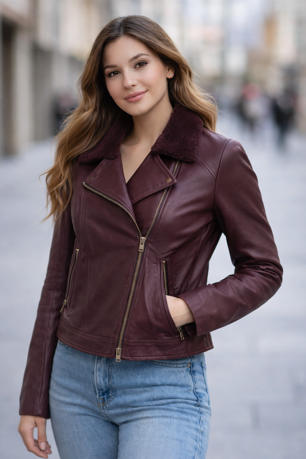 New York & Company Burgundy Faux Leather Moto Jacket Women’s Small Like New | My Wrinkles Gone