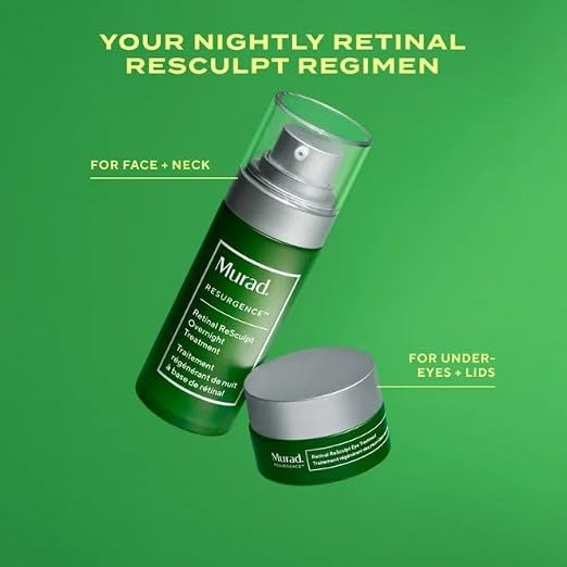 Murad Retinal ReSculpt Overnight Treatment - lifestyle product angle - Murad overnight retinal face and neck treatment