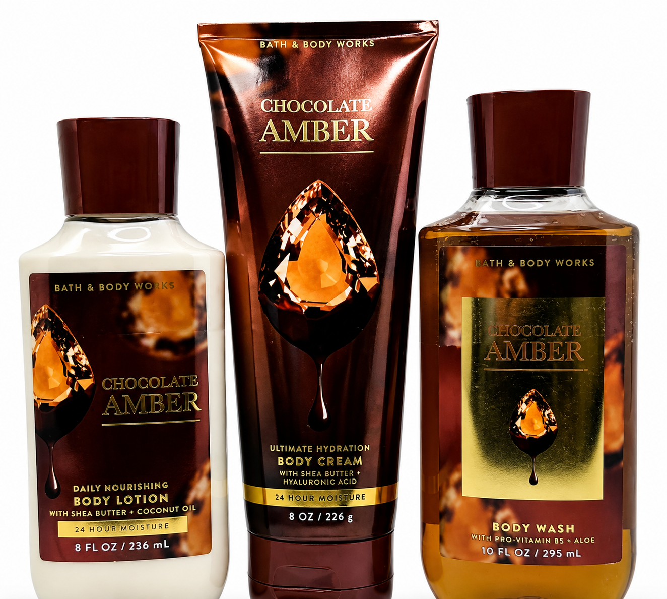 Bath & Body Works CHOCOLATE AMBER Body Care Set