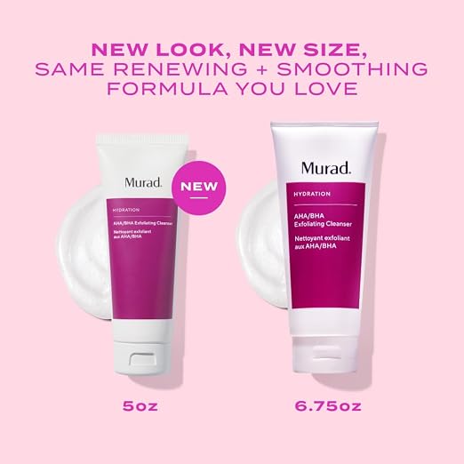 Murad AHA/BHA Exfoliating Cleanser - box and bottle close-up - Murad AHA BHA exfoliating cleanser