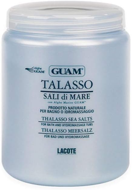 GUAM Talasso Sea Salt Bath Soak with Seaweed & Essential Oils - 2.2 lb, product packaging and container
