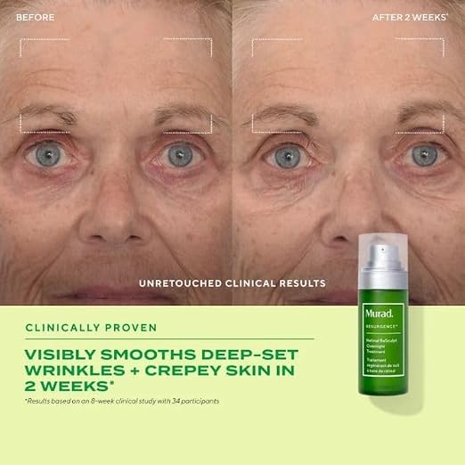 Murad Retinal ReSculpt Overnight Treatment - ingredient and routine view - Murad overnight retinal face and neck treatment