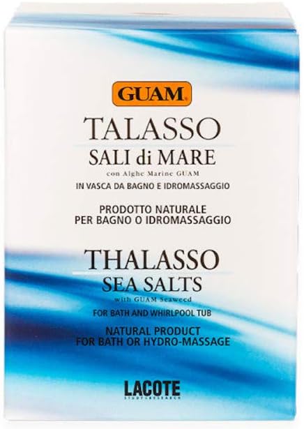 GUAM Talasso Sea Salt Bath Soak with Seaweed & Essential Oils - 2.2 lb, formula texture and product details