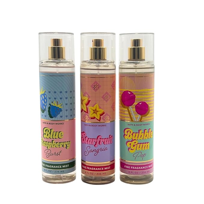 STARFRUIT SANGRIA BUBBLE GUM POP BLUE RASPBERRY BURST Bath & Body Works Fragrance Mist 3 Pack alternate view 3
