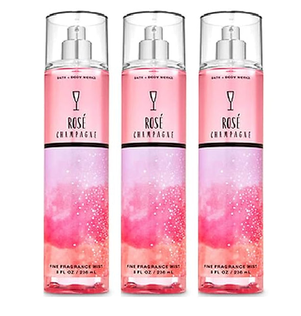 ROSE CHAMPAGNE Bath & Body Works Fragrance Mist 3 Pack