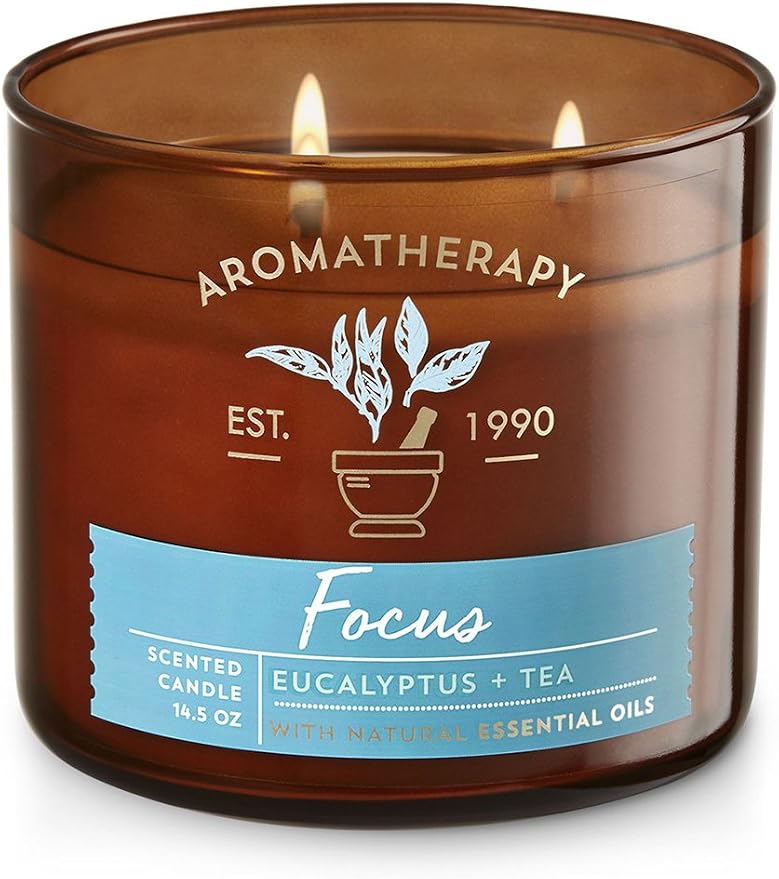 EUCALYPTUS & TEA FOCUS Bath & Body Works 3 Wick Candle