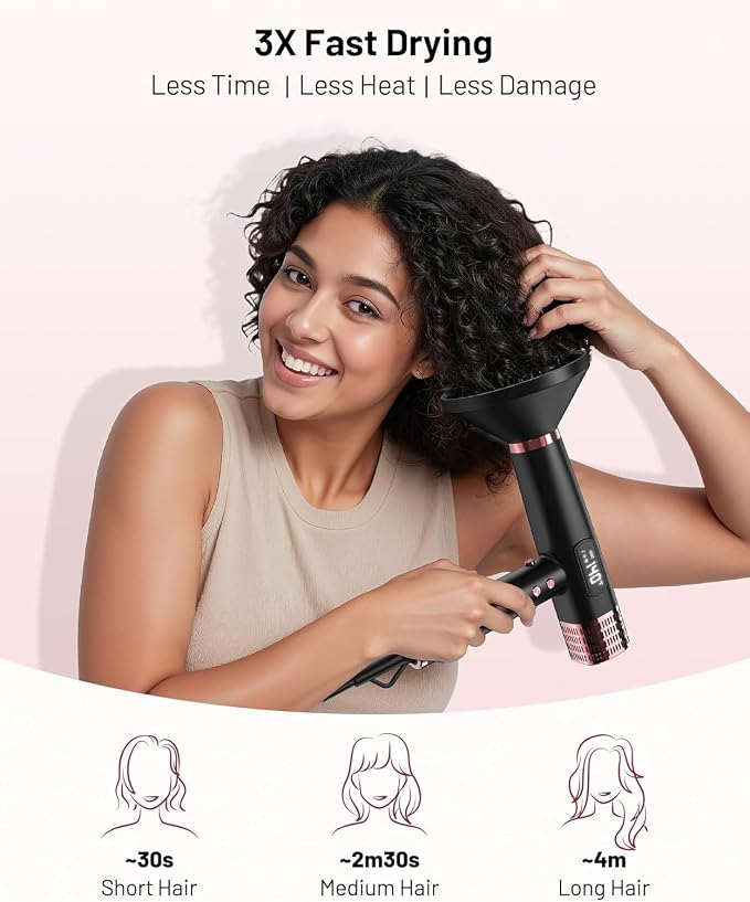 MESCOMB MESCOMB Dual Voltage Travel Hair Dryer with Diffuser Black product image 3