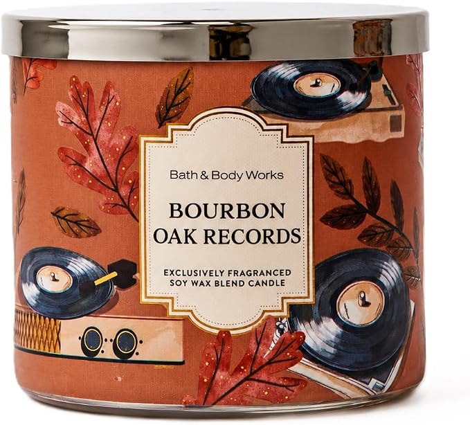 BOURBON OAK RECORDS Bath & Body Works 3 Wick Candle