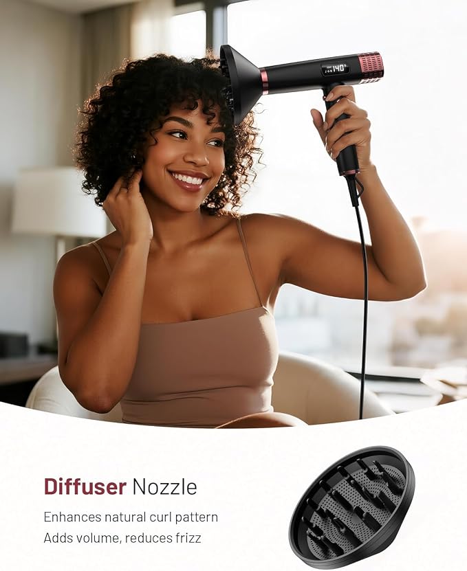 MESCOMB MESCOMB Dual Voltage Travel Hair Dryer with Diffuser Black product image 4