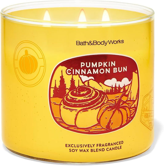 PUMPKIN CINNAMON BUN Bath & Body Works 3 Wick Candle