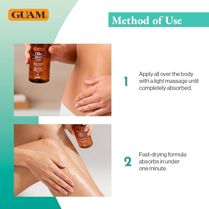 GUAM DREN Seaweed Massage Oil with Green Tea - 200 ml, how-to-use and application details
