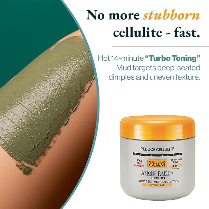 GUAM FIR Fast-Action Seaweed Mud Body Wrap with Tourmaline, product packaging and container