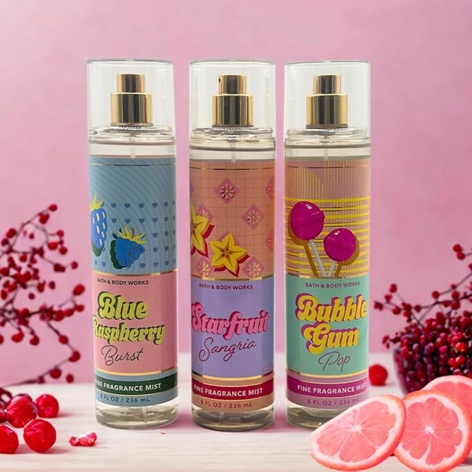 STARFRUIT SANGRIA BUBBLE GUM POP BLUE RASPBERRY BURST Bath & Body Works Fragrance Mist 3 Pack alternate view 6