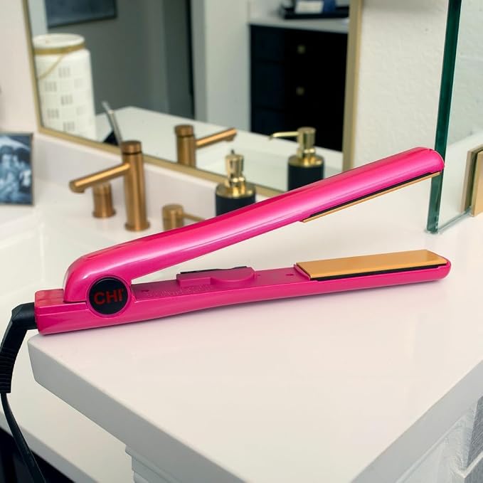 CHI CHI Tourmaline Ceramic Flat Iron Hair Straightener 1 Inch Pure Pink product image 6