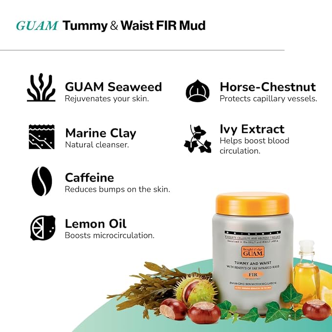 GUAM FIR Seaweed Stomach Mud Wrap - 1.1 lb, key ingredients and body care benefits
