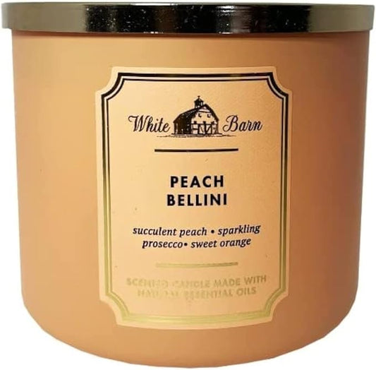 PEACH BELLINI Bath & Body Works 3 Wick Candle