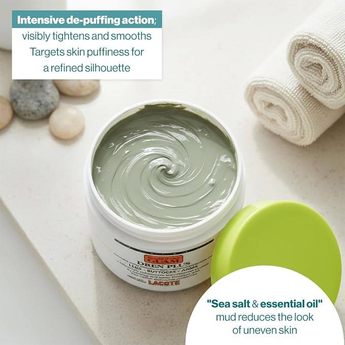 GUAM DREN Plus Cooling Seaweed Body Mud Wrap - 1.1 lb, formula texture and product details